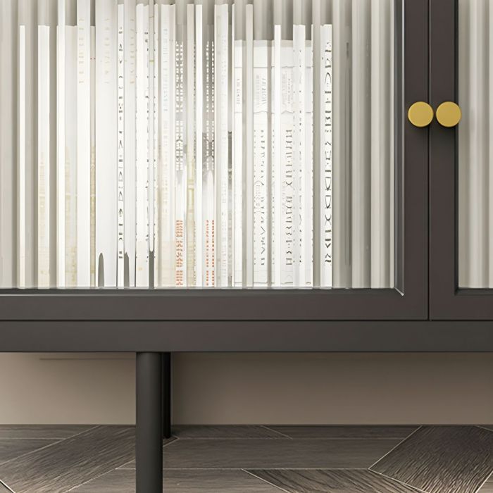 Metal-frame media center with glass doors