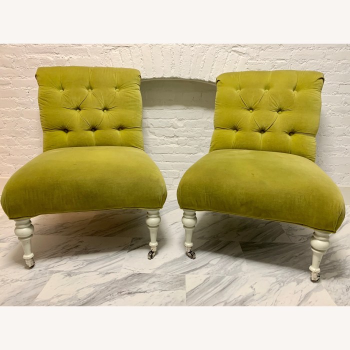 Velvet slipper chair with nailhead trim