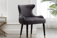 Velvet slipper chair with nailhead trim
