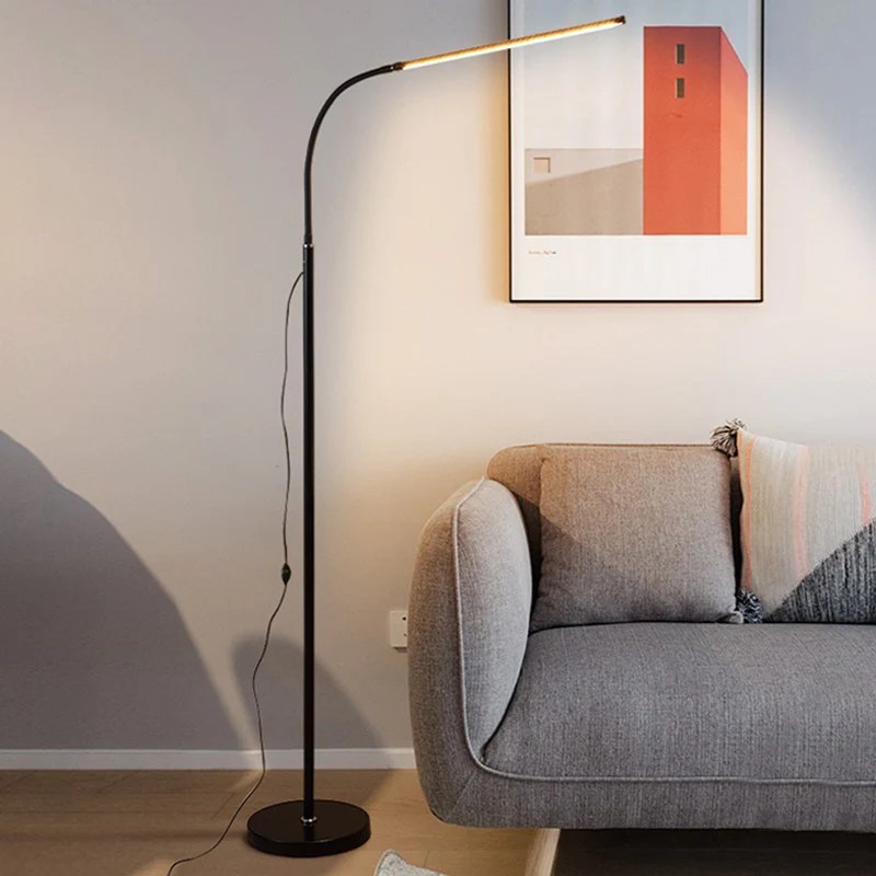 LED floor lamp with USB side shelf