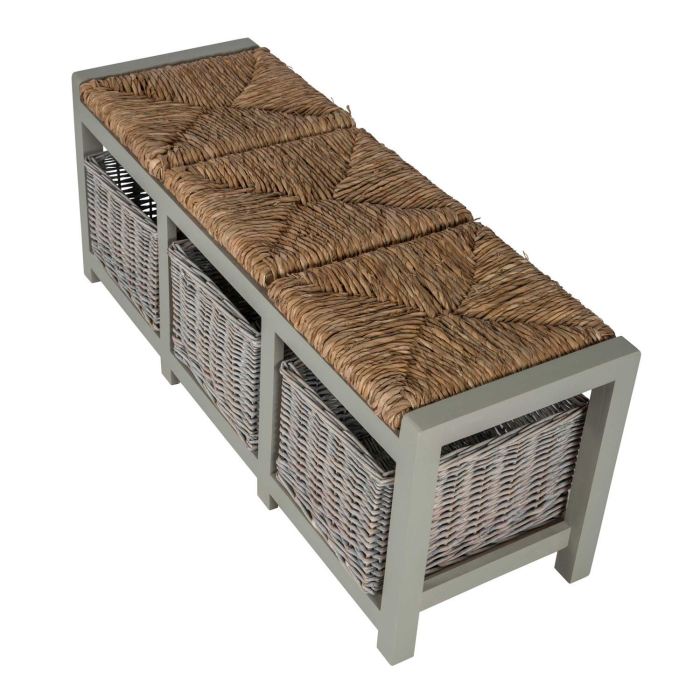 Jual Storage Basket with Handle, Large Rectangular Wicker Basket for ...