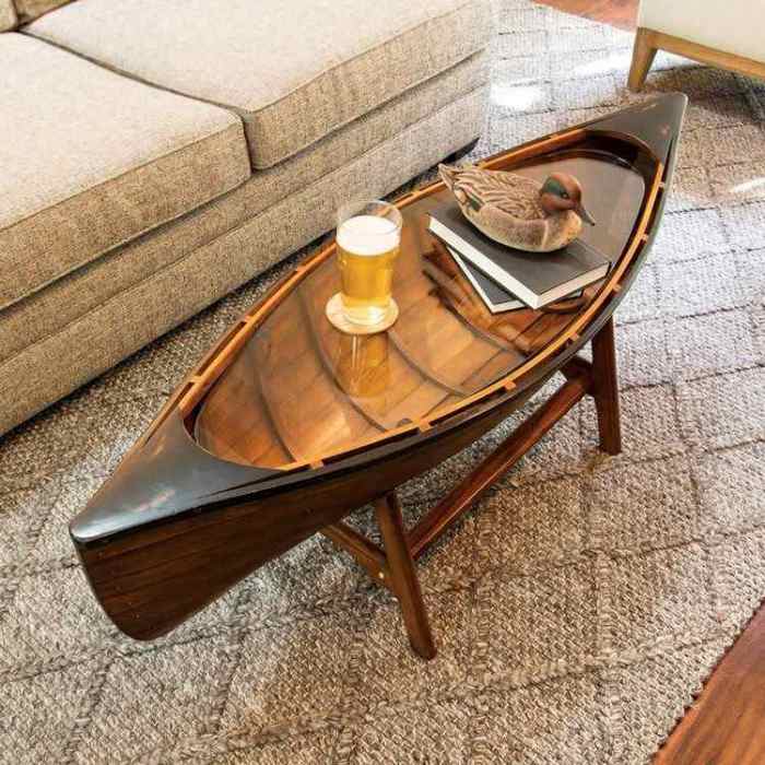 Boat coffee table – original and eye catching furniture piece for your home Boat-wood coffee table for nautical decor