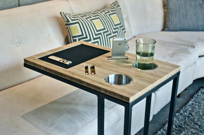 Ceramic top drink table for sofa